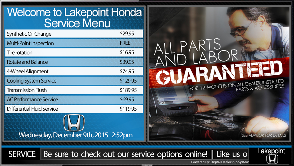 volkswagen digital service menu board